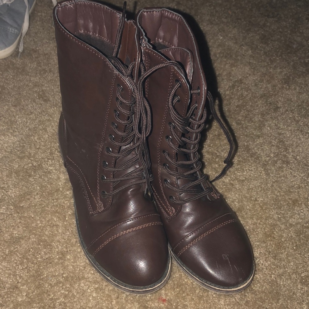 Brown Combat-Style Boots
